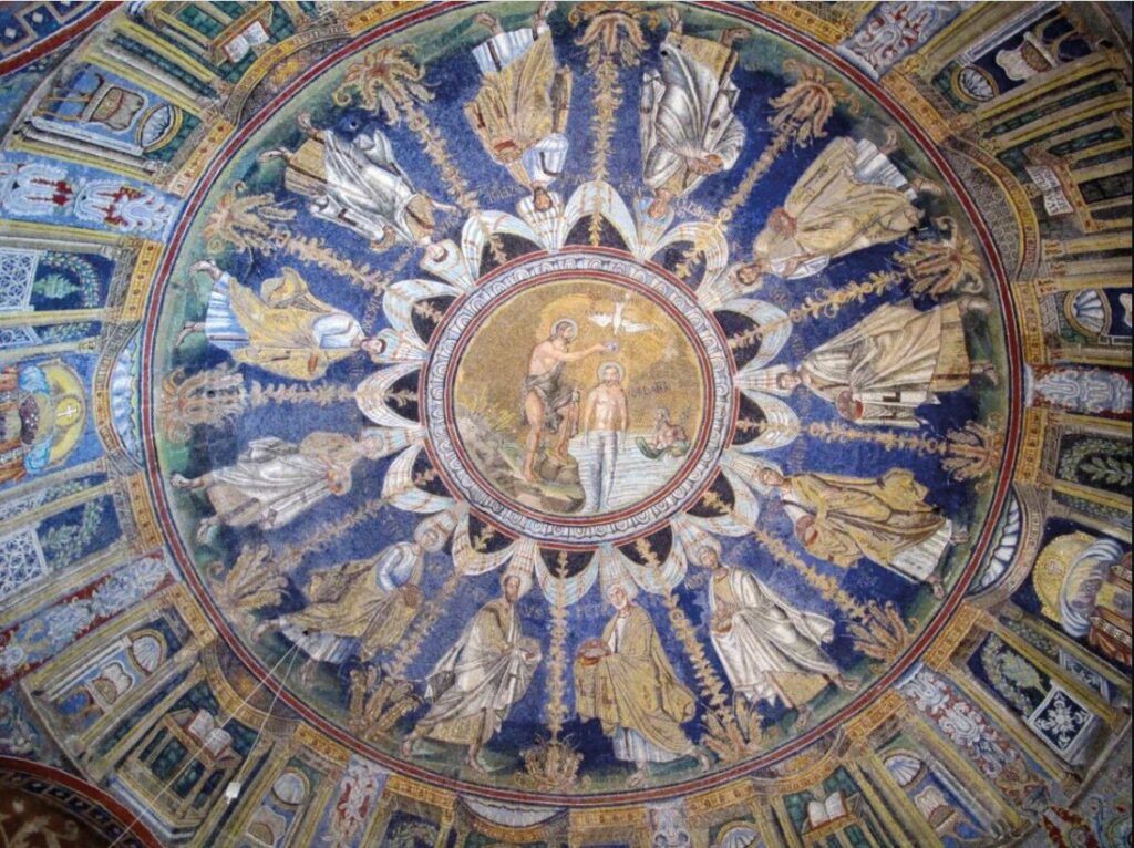 Il battesimo di Gesù al centro del Battistero Neoniano 